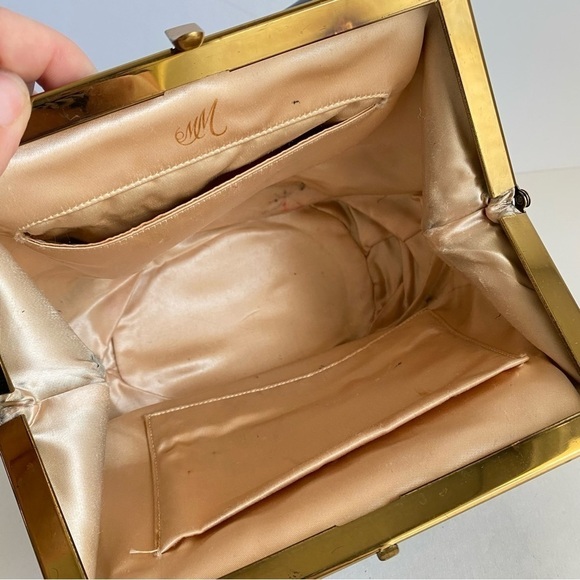 Vintage 50s 60s Morris Moskowitz Velvet Evening Bag Mini Black Top Handle Purse - Picture 9 of 10